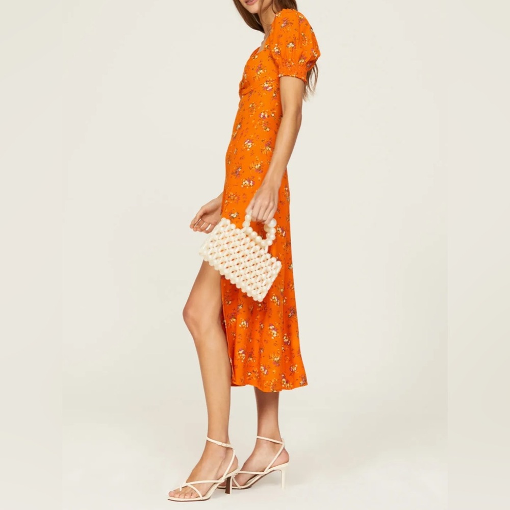 NWT Reformation Lacey Dress in Floral Orange color - Picture 3 of 7